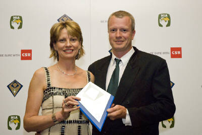 Accepting the 2009 HIA CSR Victorian Housing Award for Renovation/Addition Project $200,000 - $350,000